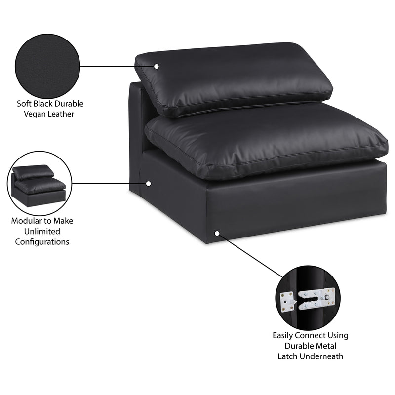 Meridian Comfy Black Vegan Leather Modular Armless Chair IMAGE 11