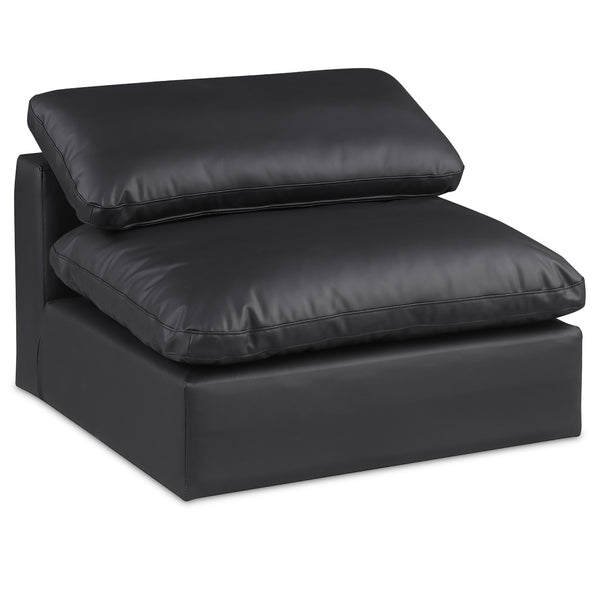 Meridian Comfy Black Vegan Leather Modular Armless Chair IMAGE 1