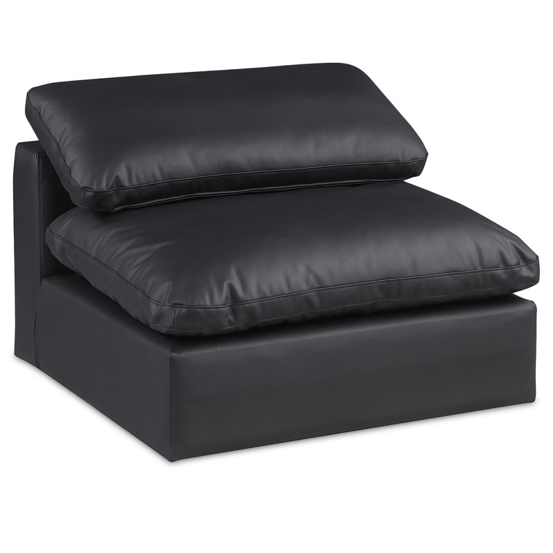 Meridian Comfy Black Vegan Leather Modular Armless Chair IMAGE 1