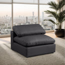 Meridian Comfy Black Vegan Leather Modular Armless Chair IMAGE 2