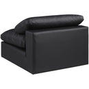 Meridian Comfy Black Vegan Leather Modular Armless Chair IMAGE 5