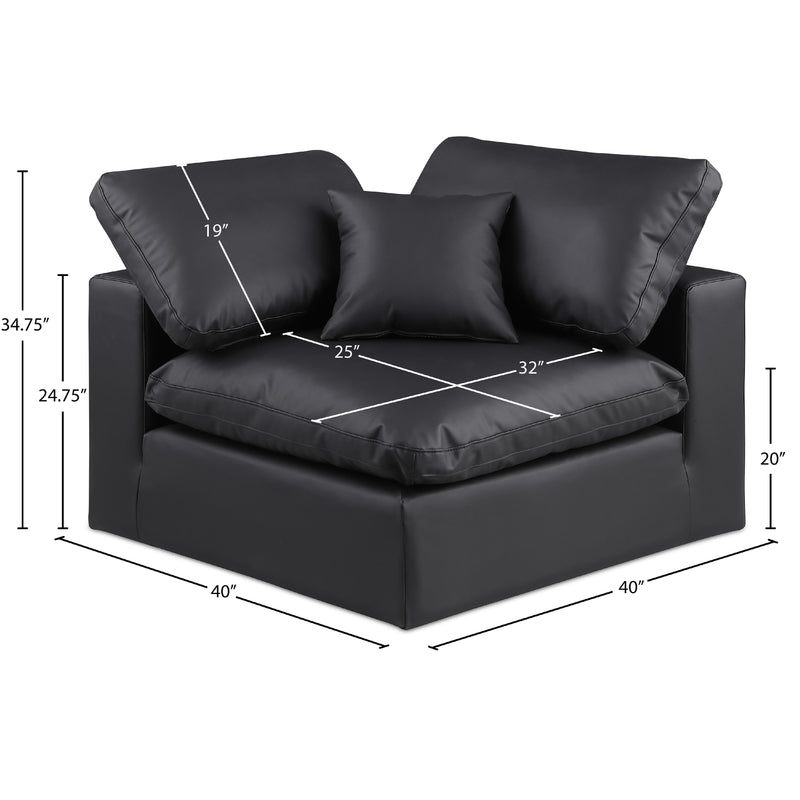 Meridian Comfy Black Vegan Leather Modular Corner Chair IMAGE 11