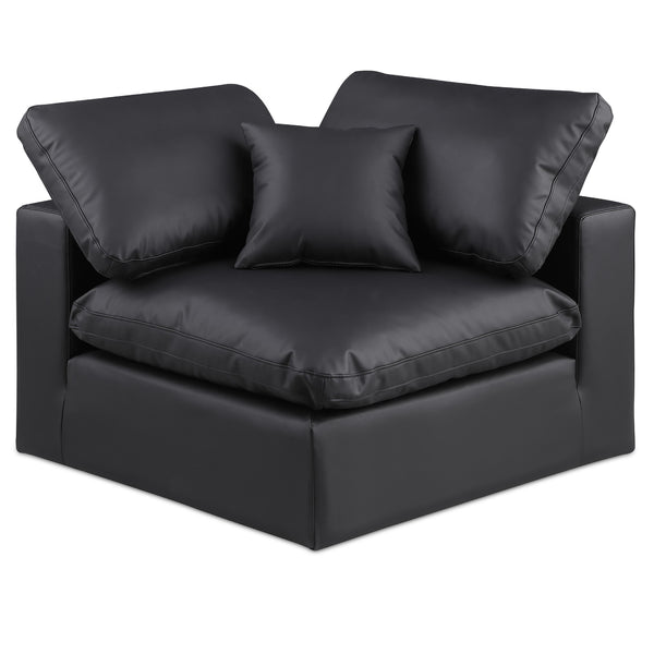 Meridian Comfy Black Vegan Leather Modular Corner Chair IMAGE 1