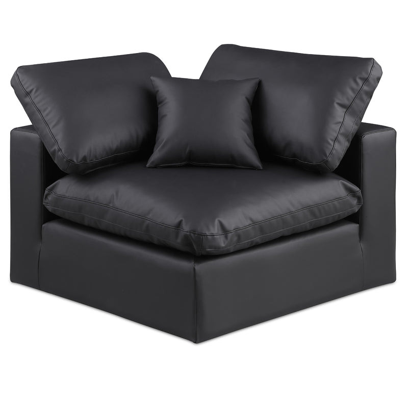 Meridian Comfy Black Vegan Leather Modular Corner Chair IMAGE 1