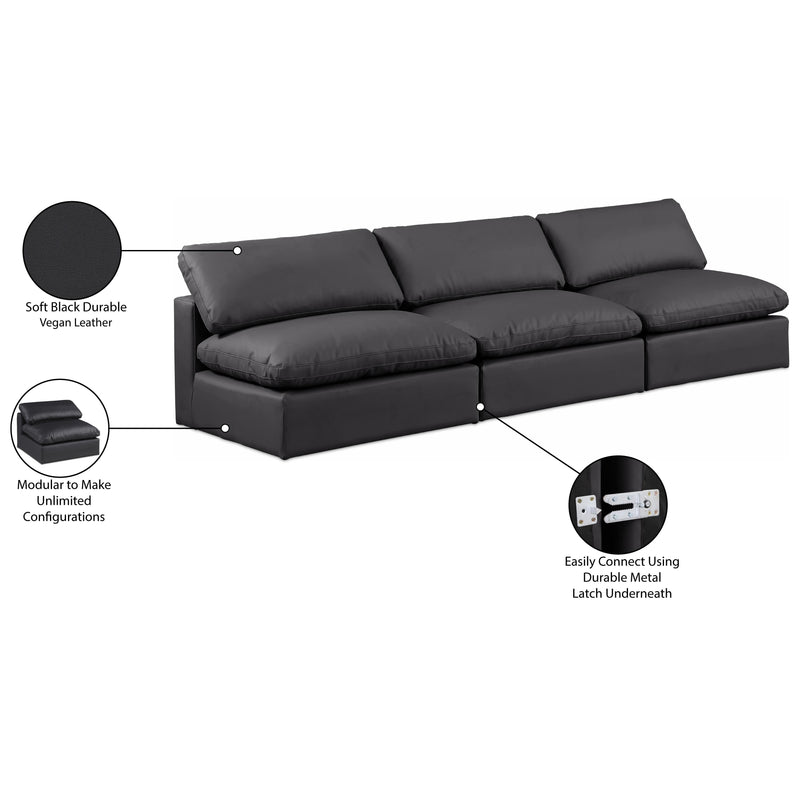 Meridian Comfy Black Vegan Leather Modular Sofa IMAGE 10