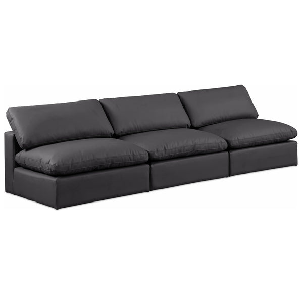 Meridian Comfy Black Vegan Leather Modular Sofa IMAGE 1