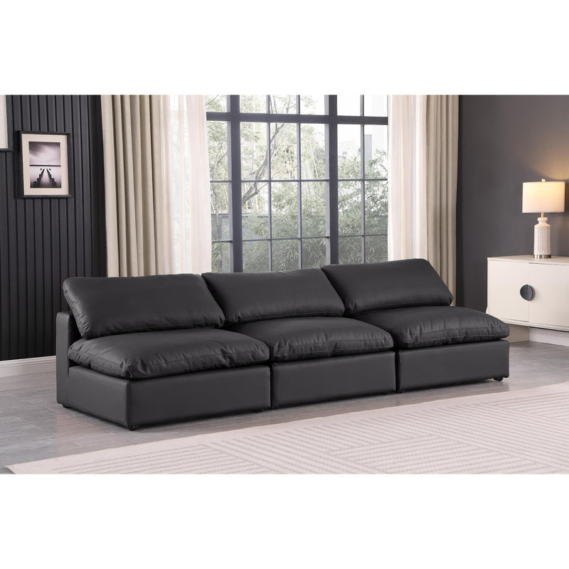 Meridian Comfy Black Vegan Leather Modular Sofa IMAGE 2
