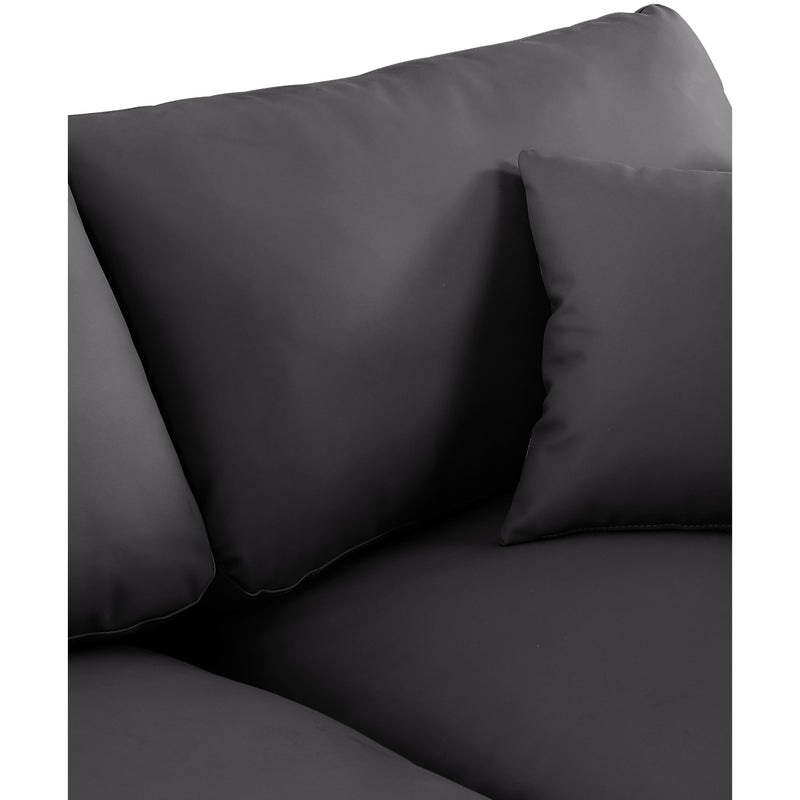 Meridian Comfy Black Vegan Leather Modular Sofa IMAGE 7