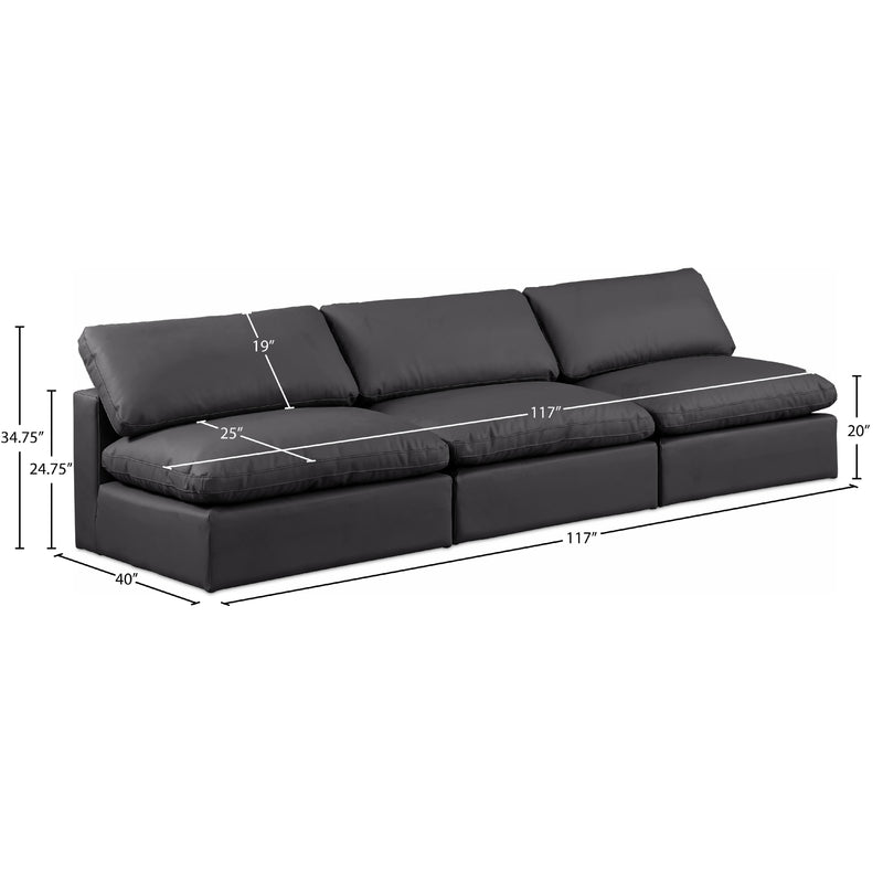 Meridian Comfy Black Vegan Leather Modular Sofa IMAGE 9