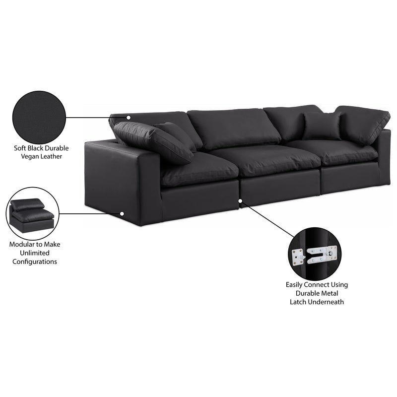 Meridian Comfy Black Vegan Leather Modular Sofa IMAGE 10
