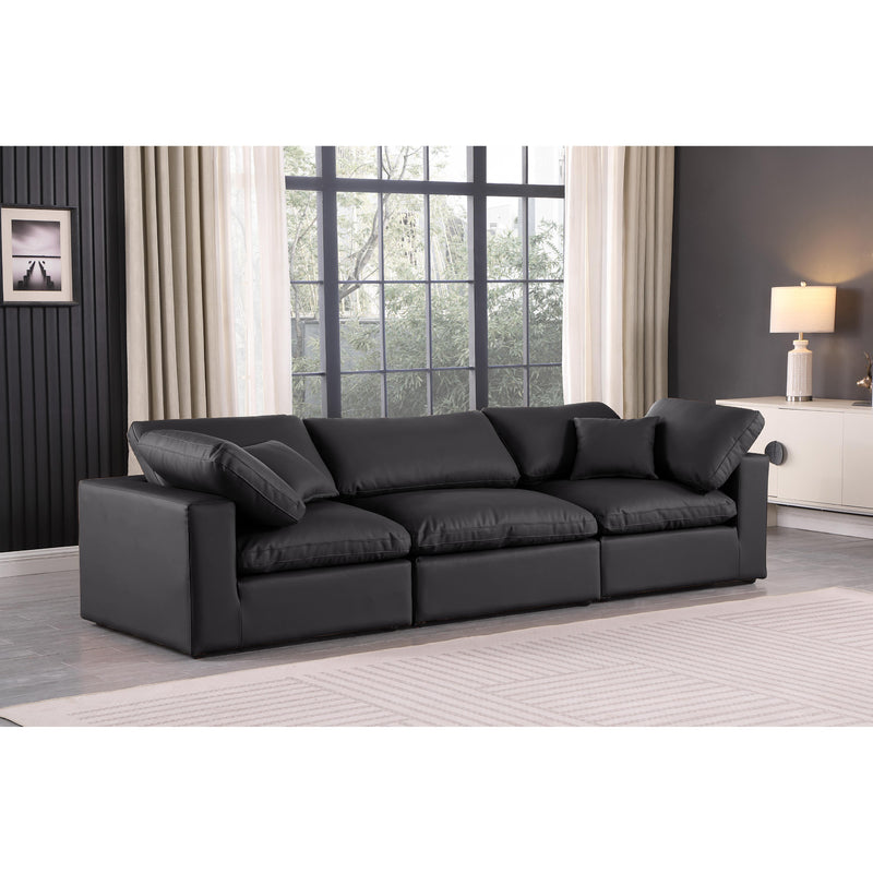 Meridian Comfy Black Vegan Leather Modular Sofa IMAGE 2