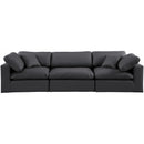 Meridian Comfy Black Vegan Leather Modular Sofa IMAGE 4