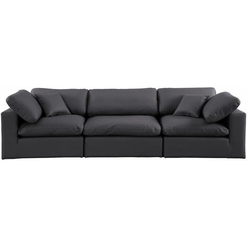 Meridian Comfy Black Vegan Leather Modular Sofa IMAGE 4