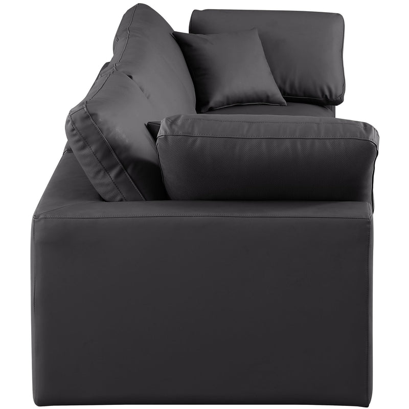 Meridian Comfy Black Vegan Leather Modular Sofa IMAGE 5
