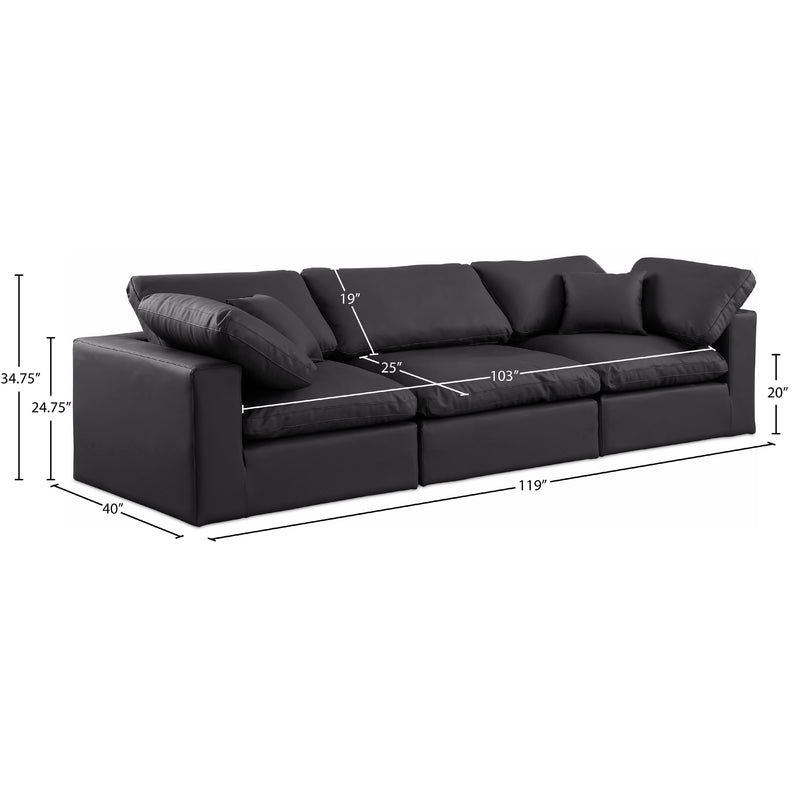 Meridian Comfy Black Vegan Leather Modular Sofa IMAGE 9