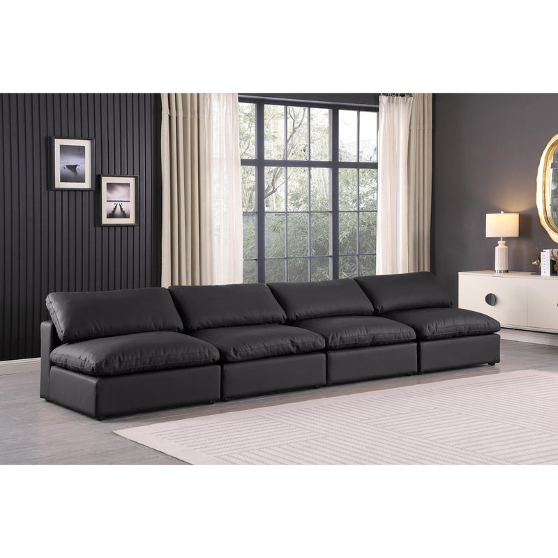 Meridian Comfy Black Vegan Leather Modular Sofa IMAGE 2