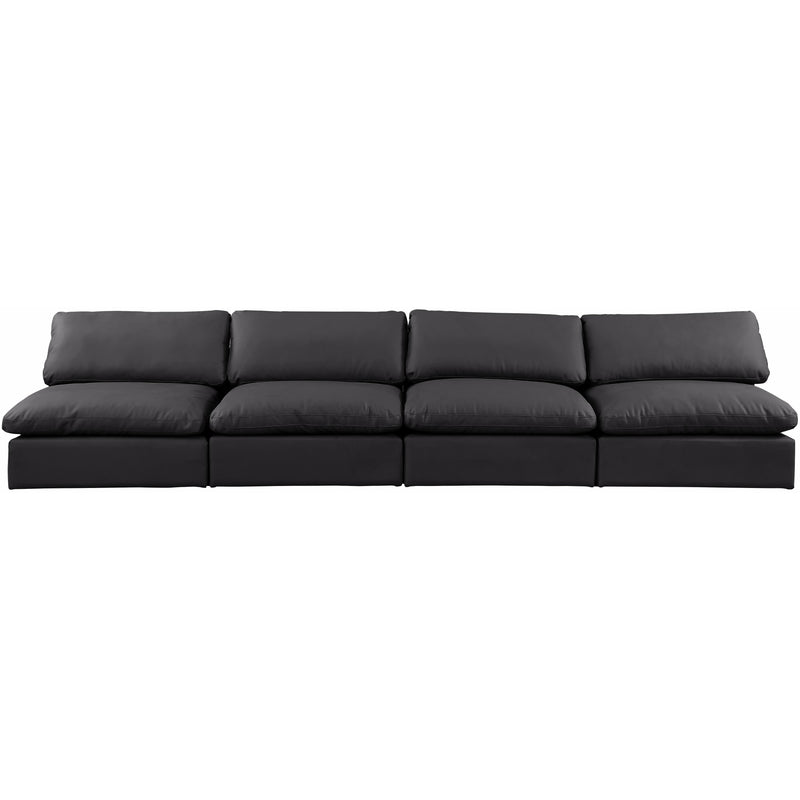 Meridian Comfy Black Vegan Leather Modular Sofa IMAGE 4