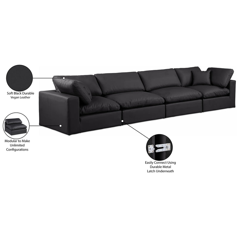 Meridian Comfy Black Vegan Leather Modular Sofa IMAGE 10