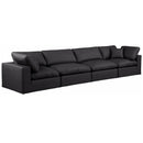 Meridian Comfy Black Vegan Leather Modular Sofa IMAGE 1