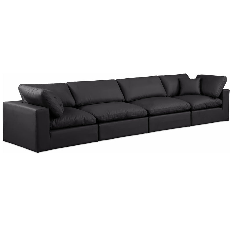 Meridian Comfy Black Vegan Leather Modular Sofa IMAGE 1