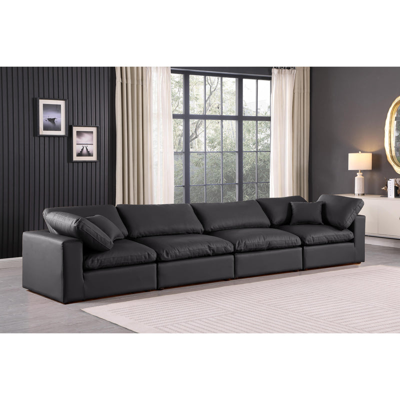 Meridian Comfy Black Vegan Leather Modular Sofa IMAGE 2