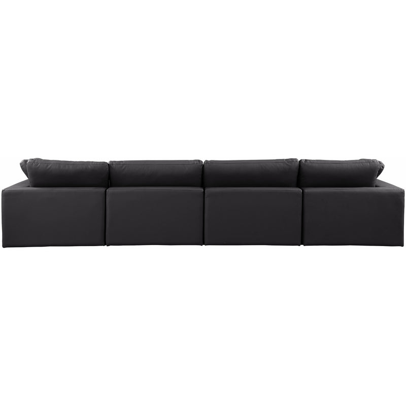 Meridian Comfy Black Vegan Leather Modular Sofa IMAGE 3