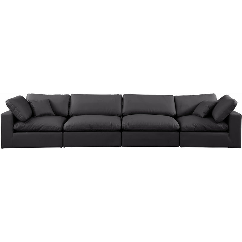 Meridian Comfy Black Vegan Leather Modular Sofa IMAGE 4