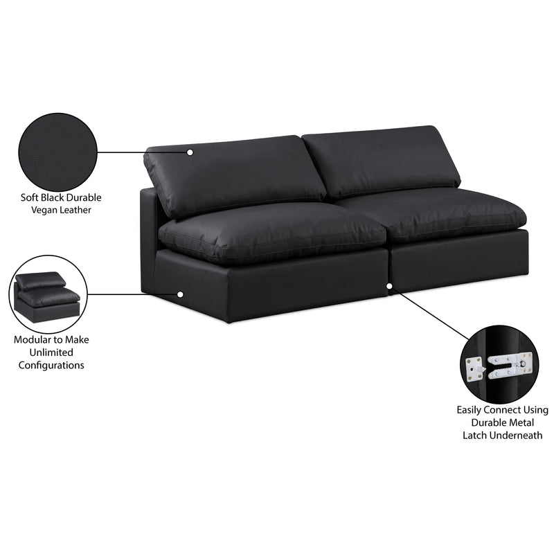 Meridian Comfy Black Vegan Leather Modular Sofa IMAGE 10