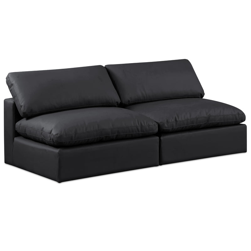 Meridian Comfy Black Vegan Leather Modular Sofa IMAGE 1