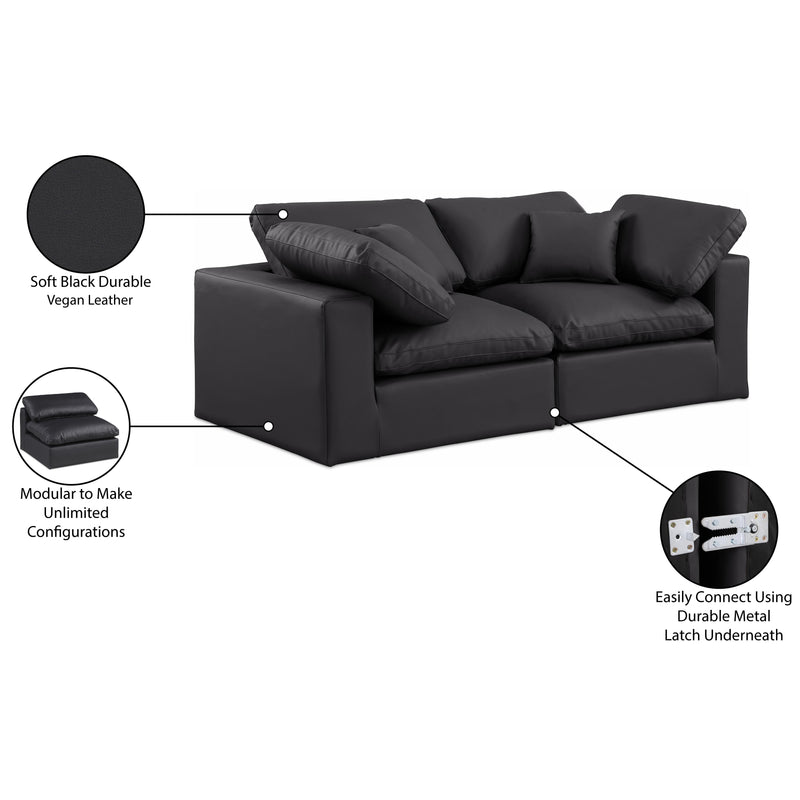 Meridian Comfy Black Vegan Leather Modular Sofa IMAGE 10