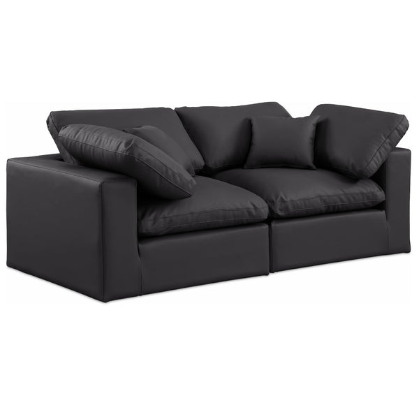 Meridian Comfy Black Vegan Leather Modular Sofa IMAGE 1