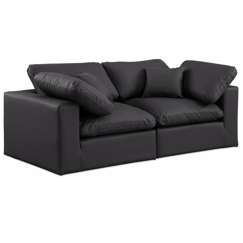 Meridian Comfy Black Vegan Leather Modular Sofa IMAGE 1