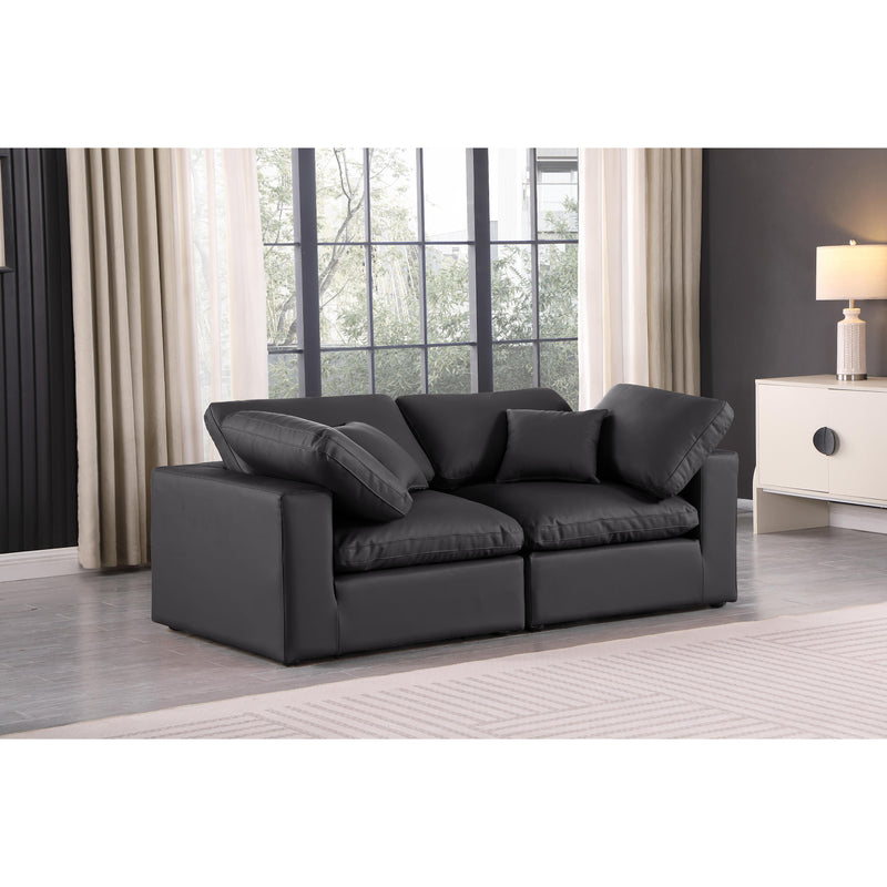 Meridian Comfy Black Vegan Leather Modular Sofa IMAGE 2