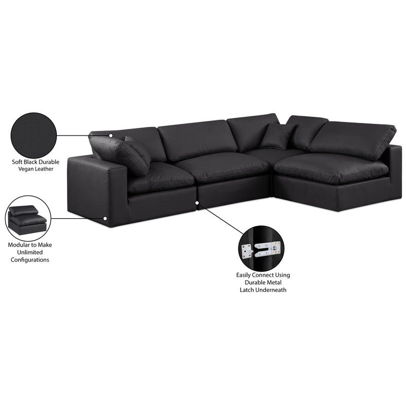 Meridian Comfy Black Vegan Leather Modular Sectional IMAGE 16
