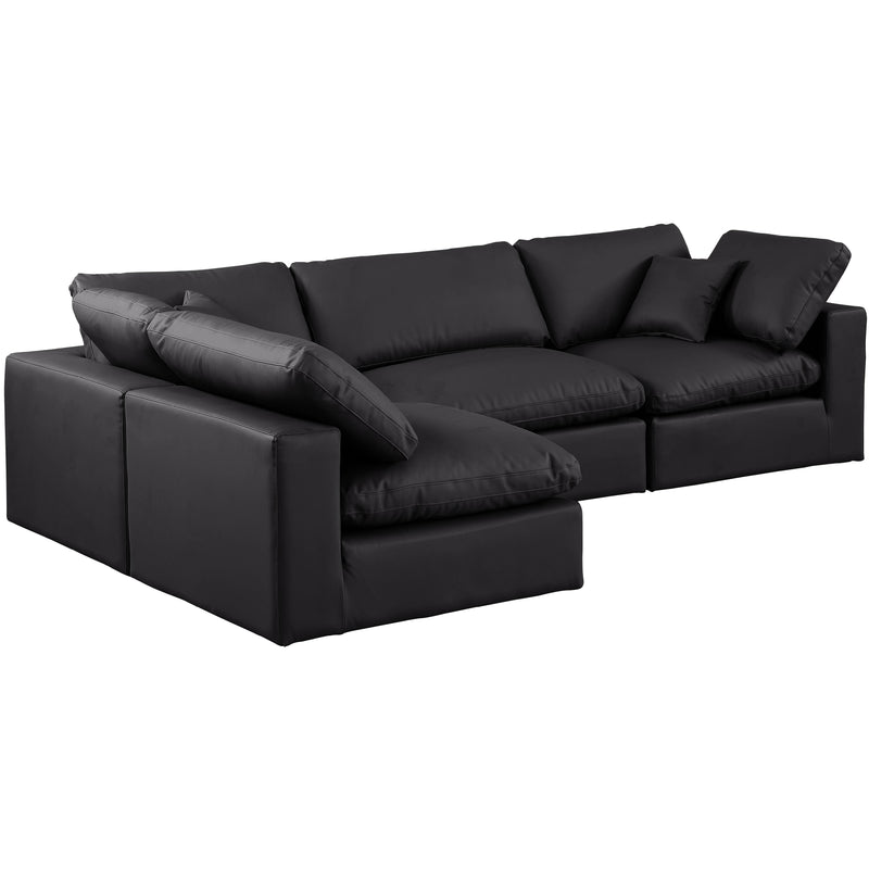 Meridian Comfy Black Vegan Leather Modular Sectional IMAGE 2