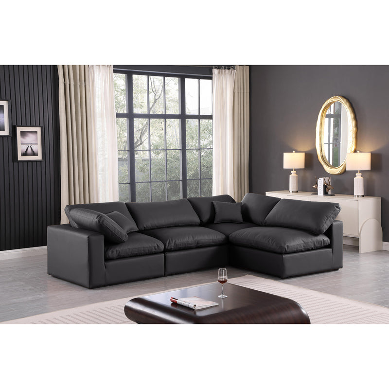 Meridian Comfy Black Vegan Leather Modular Sectional IMAGE 3