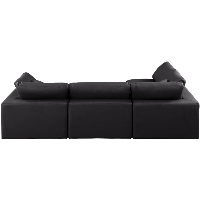 Meridian Comfy Black Vegan Leather Modular Sectional IMAGE 6