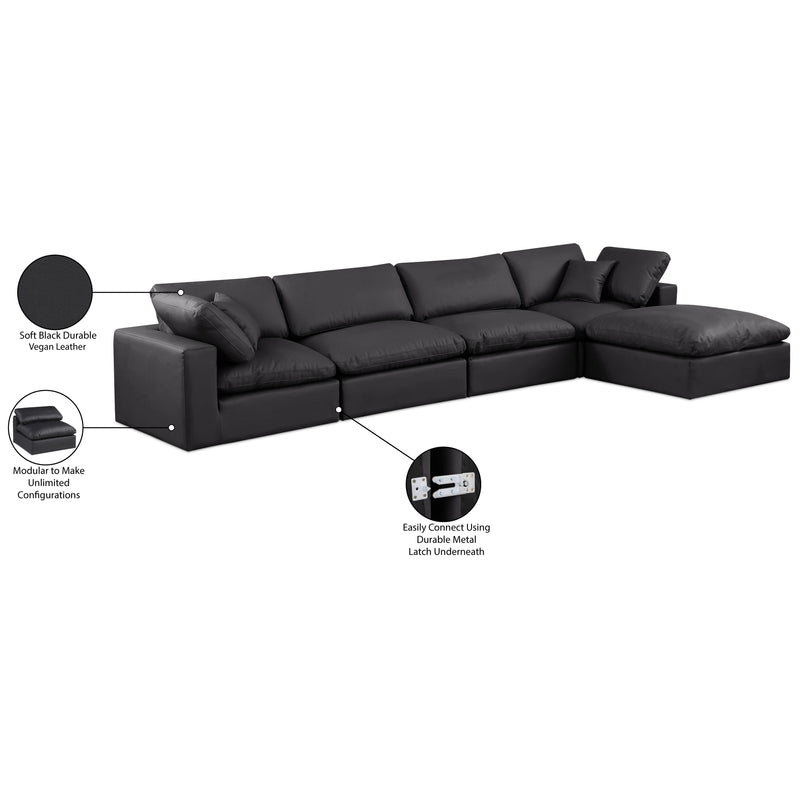 Meridian Comfy Black Vegan Leather Modular Sectional IMAGE 16