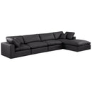 Meridian Comfy Black Vegan Leather Modular Sectional IMAGE 1