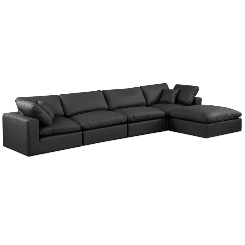 Meridian Comfy Black Vegan Leather Modular Sectional IMAGE 1