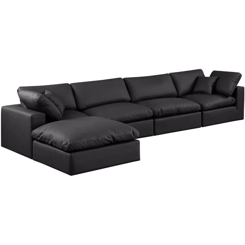 Meridian Comfy Black Vegan Leather Modular Sectional IMAGE 2