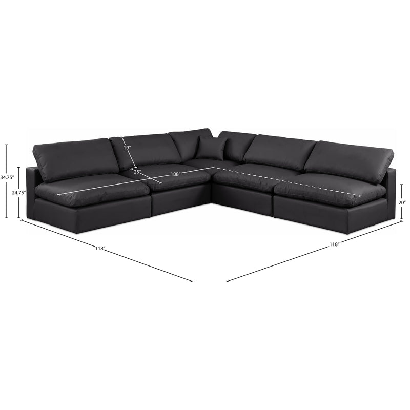 Meridian Comfy Black Vegan Leather Modular Sectional IMAGE 10