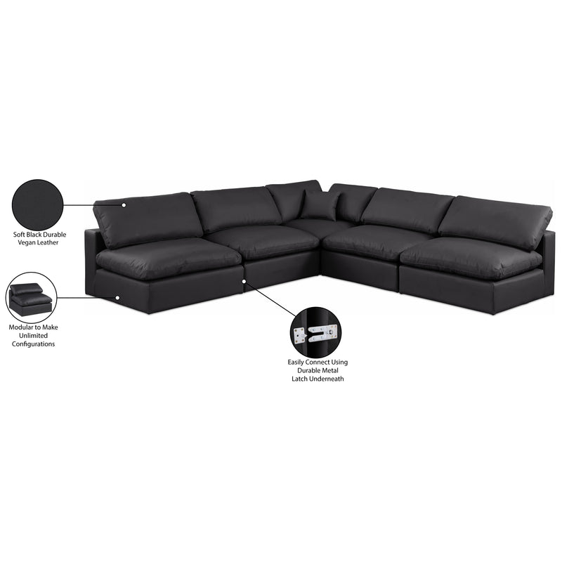 Meridian Comfy Black Vegan Leather Modular Sectional IMAGE 11