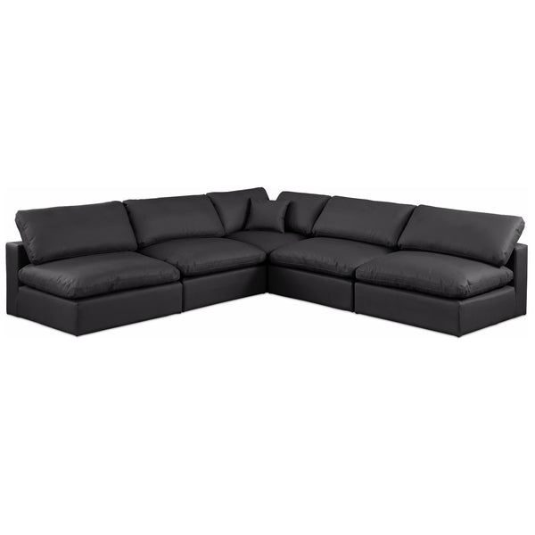 Meridian Comfy Black Vegan Leather Modular Sectional IMAGE 1
