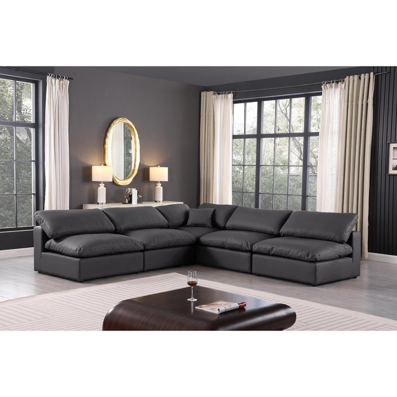Meridian Comfy Black Vegan Leather Modular Sectional IMAGE 2