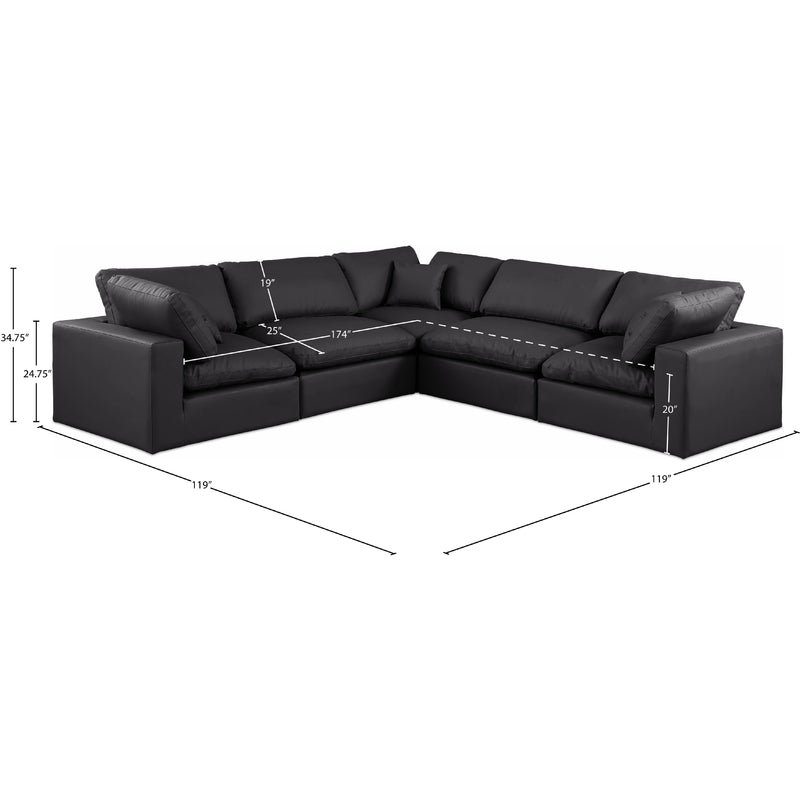 Meridian Comfy Black Vegan Leather Modular Sectional IMAGE 10