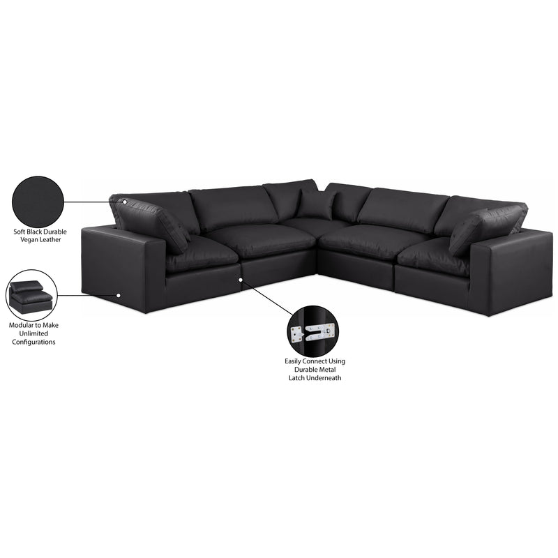 Meridian Comfy Black Vegan Leather Modular Sectional IMAGE 11