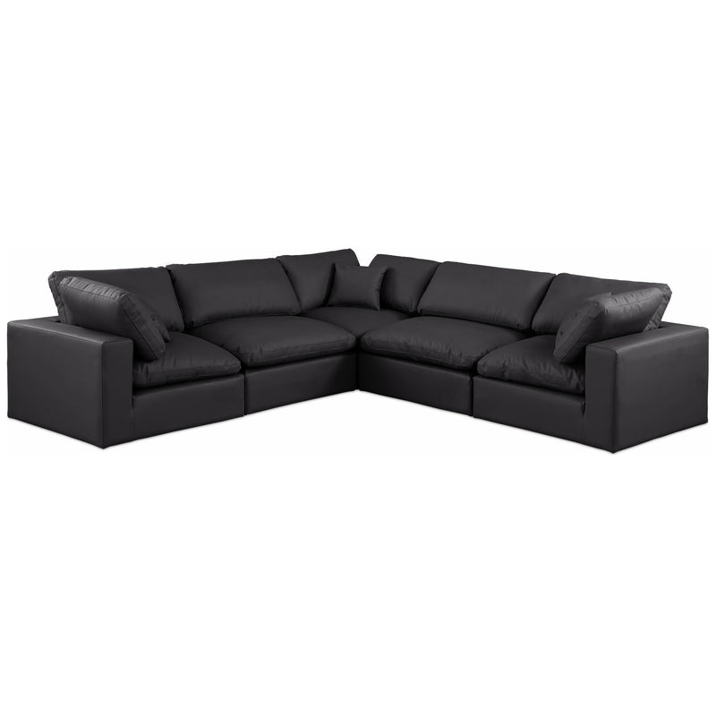 Meridian Comfy Black Vegan Leather Modular Sectional IMAGE 1