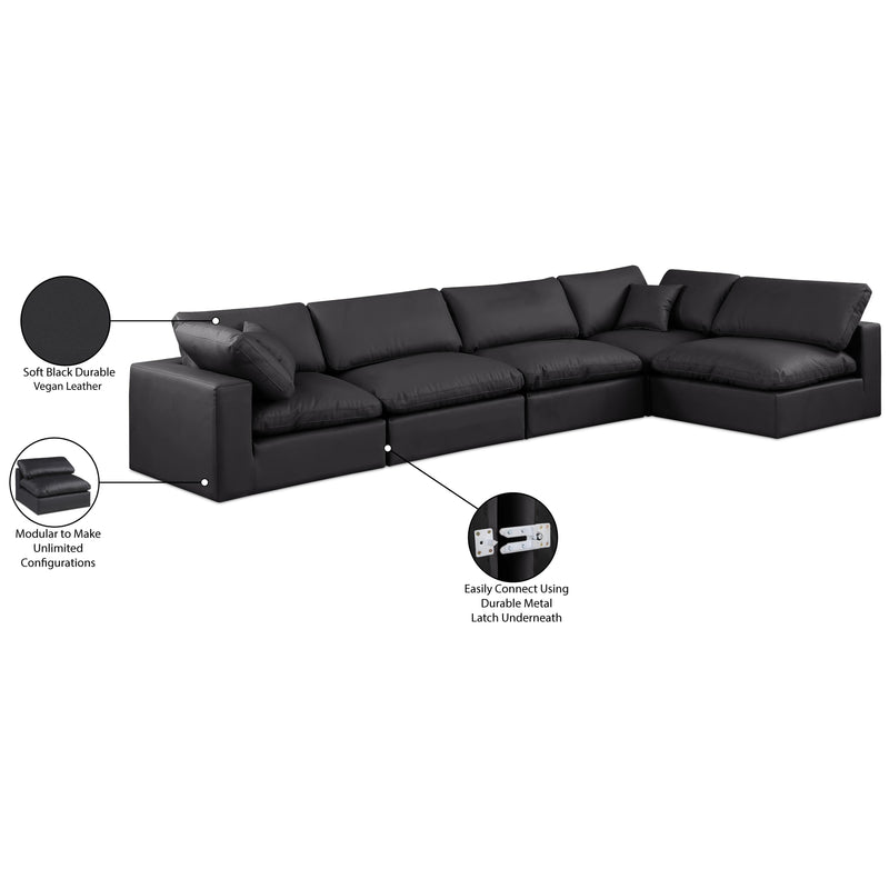 Meridian Comfy Black Vegan Leather Modular Sectional IMAGE 16