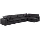 Meridian Comfy Black Vegan Leather Modular Sectional IMAGE 1